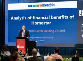 Brad Olsen presenting at the NZ Green Building Housing Summit 2025